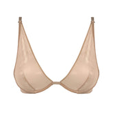 I.D. Line Deep Plunge Underwired Fine Mesh Bra Nude
