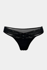 Crossing Lines Fine Mesh Bikini Black