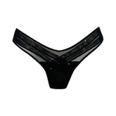 Crossing Lines Fine Mesh V-Thong Black