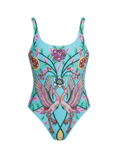 Una High Cut Scoop Back Blue Swimsuit