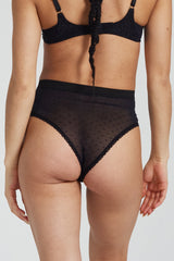 Betony Recycled-Tulle High-Rise Briefs - Volcanic Black