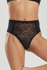 Betony Recycled-Tulle High-Rise Briefs - Volcanic Black