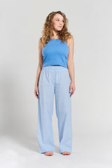 Chicory Striped Woven-Cotton Pyjama Trousers - Mountain Blue