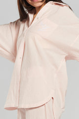 Yew Striped Ethical-Cotton Pyjama Shirt - Dawnlight Coral