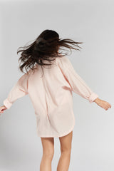 Yew Striped Ethical-Cotton Pyjama Shirt - Dawnlight Coral