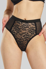 Betony Recycled-Tulle High-Rise Briefs - Volcanic Black