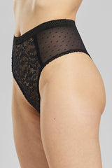 Betony Recycled-Tulle High-Rise Briefs - Volcanic Black