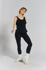 Pandorea Embroidered Ethical-Cotton Twist-Back Vest - Volcanic Black