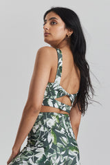 Kiku Recycled Performance Cropped Top - Leaf Print