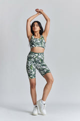 Kiku Recycled Performance Cropped Top - Leaf Print