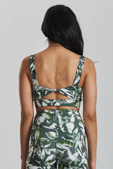 Kiku Recycled Performance Cropped Top - Leaf Print