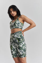 Kiku Recycled Performance Cropped Top - Leaf Print