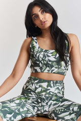 Kiku Recycled Performance Cropped Top - Leaf Print