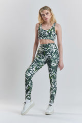 Kiku Recycled Performance Cropped Top - Leaf Print