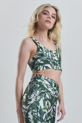 Kiku Recycled Performance Cropped Top - Leaf Print