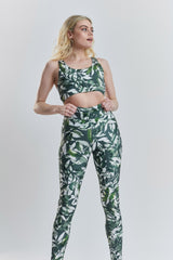Kiku Recycled Performance Cropped Top - Leaf Print