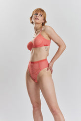 Betony Recycled-Tulle High-Rise Briefs - Canyon Peach