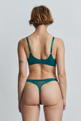 Sakura Front-Close Recycled-Lace Underwired Bra - Stormcloud Green