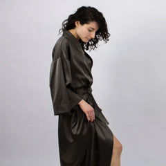 Silk Long Kimono-Style Robe the Lady