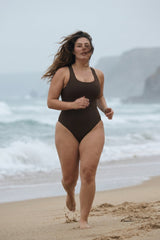 Nerida One Piece Swimsuit Scoop Neck ― Coffee