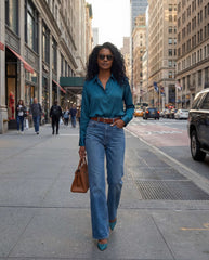 The Lady Silk Shirt Teal Eclipse
