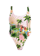 Maya Scoop Back Tropical Swimsuit - Pink