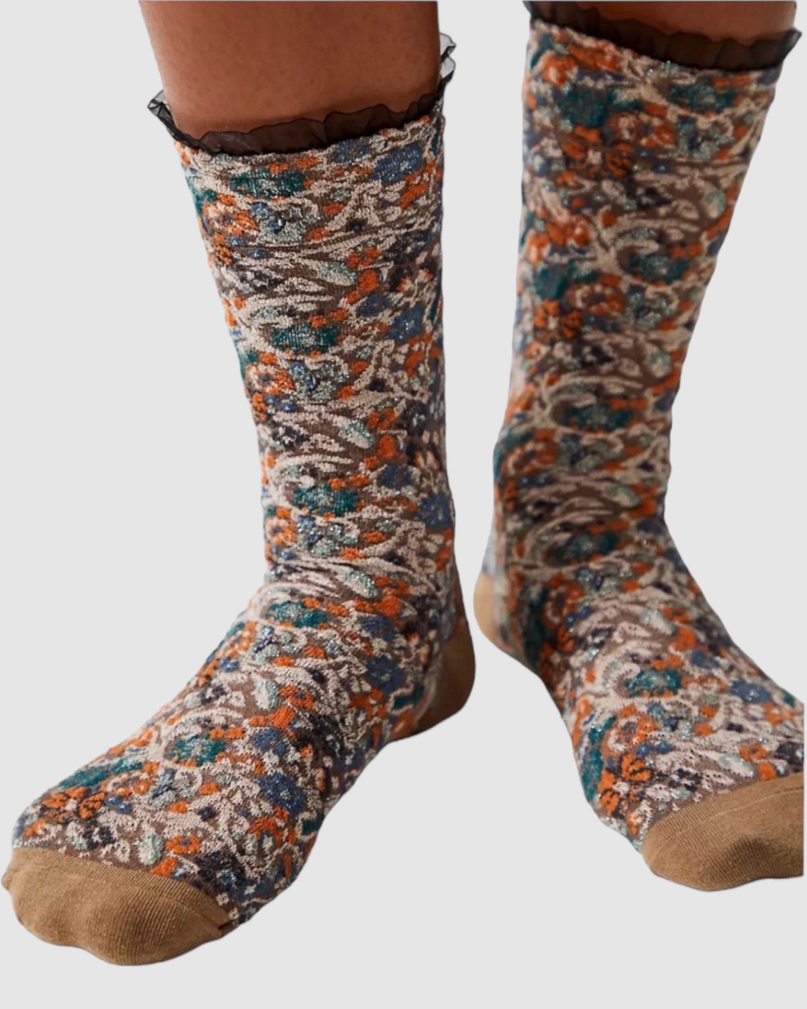 Wintergarden Frill Socks - Chestnut