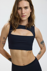 CUT OUT BRA TOP - CHARCOAL (INSIDE PEBBLE)