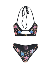 Marissa Hand Embroidered Luxe Bikini Top Black in Stock
