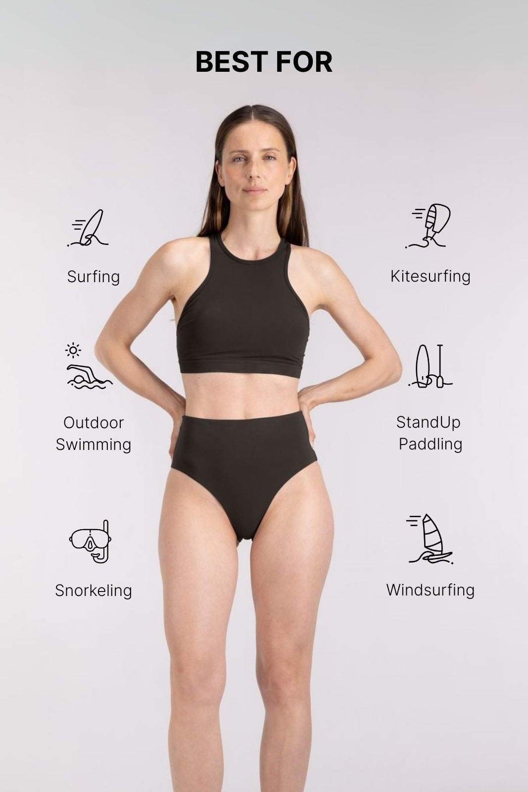 Bikini Top Racerfront Tie ― Coffee