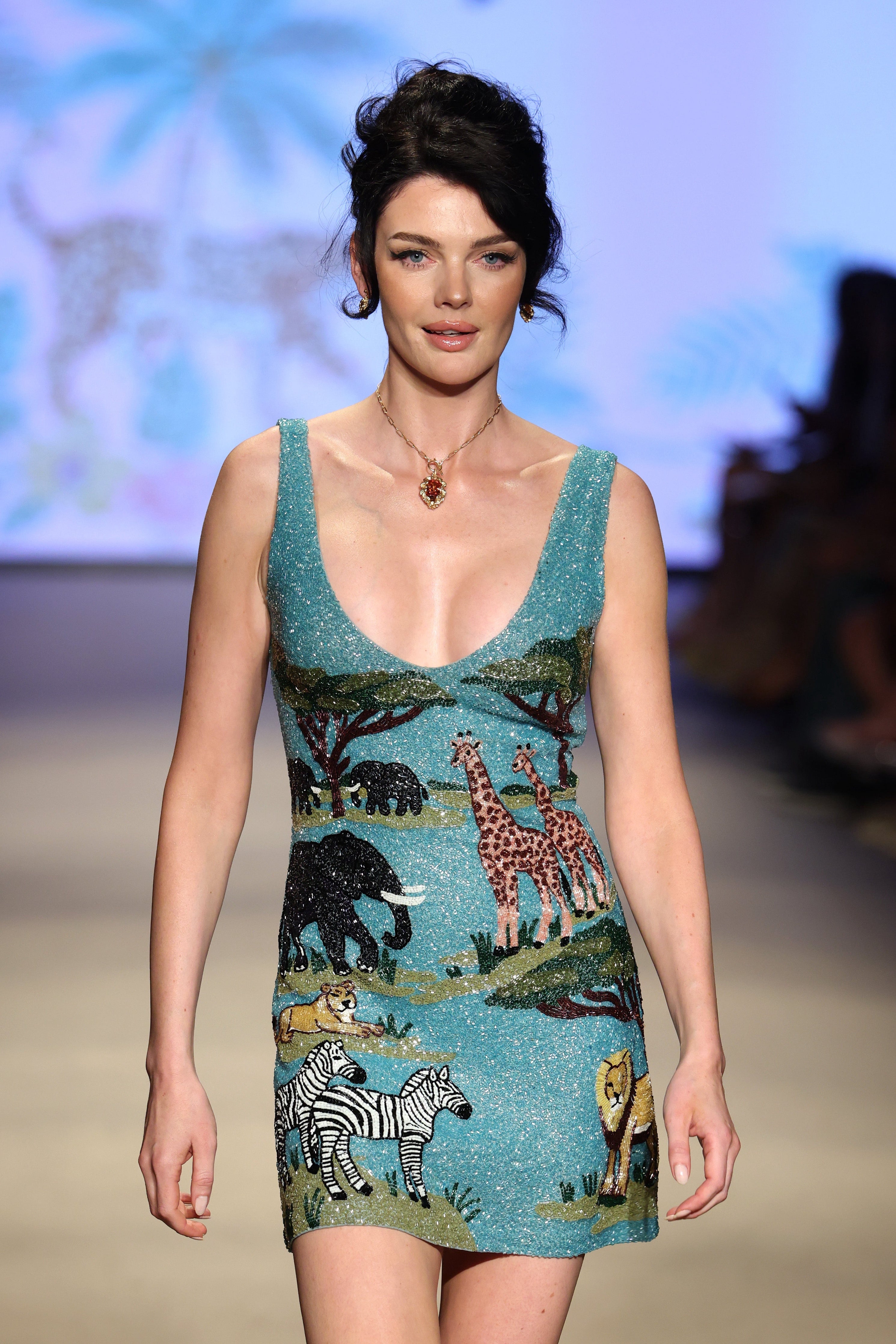 Aqua Savannah Embellished Dress