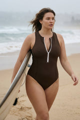 Yemaya One Piece Sleeveless Swimsuit ― Coffee