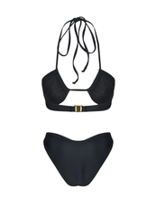 Marissa Hand Embroidered Luxe Bikini Bottom Black in Stock