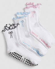 Bowtiful Frilled Edge Grip Sock - 3 Pack Value Bundle