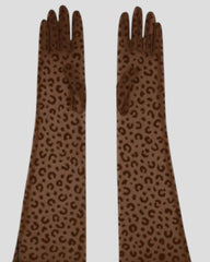 Queen Leopard Print Sheer Mesh 55cm Opera Length Glove