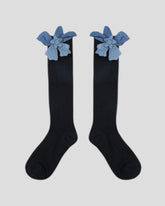 Denim Flower Tall Socks