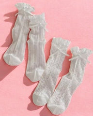 The Coquette Sheer Ribbon Socks - 2 Pairs