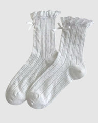 The Coquette Sheer Ribbon Socks - 2 Pairs
