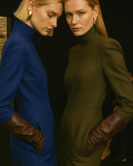 Florence Lambskin Leather Opera Length Gloves - Chocolate Brown