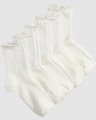 Premium Cotton Frill Edge Socks- 5 Pack