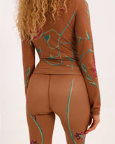 Floral Sport Leggings in Camel Brown
