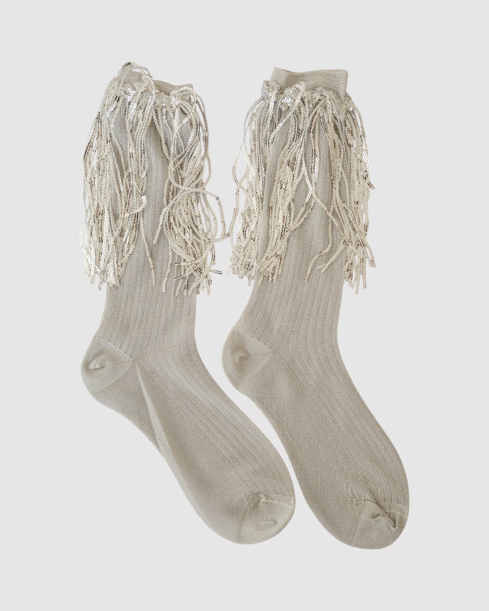 Stevie Metallic Lurex Socks With Glitter Fringe