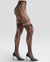 Chevonne Lace and Satin Fishnet Tights