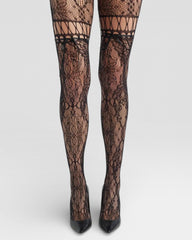 Chevonne Lace and Satin Fishnet Tights