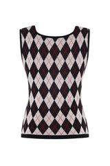 Daydreamers Argyle Sleeveless Knit Top