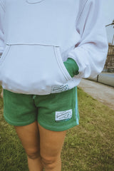 Women's Court Shorts in French Terry in Grey and Green