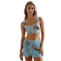 Vegas Embroidered Co-Ord Top– Blue Sparkle