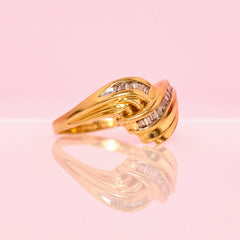 18ct Gold Baguette Diamond Wishbone Ring