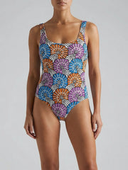 Oceanus X Zandra Rhodes Swirlshell Beaded One Piece in Multi