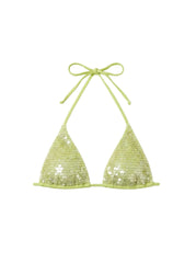 Sienna Sequin Embroidery Bikini Top - Green